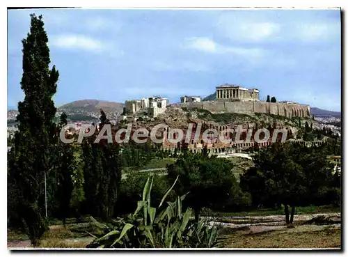 Moderne Karte Athens L'Acropole vue de la Prison de Socrate