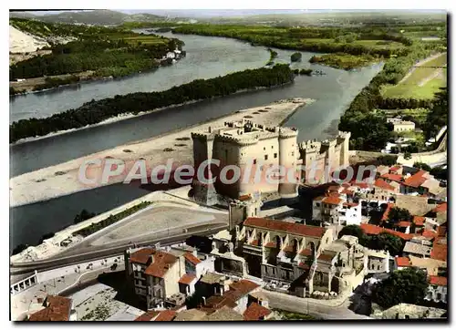 Moderne Karte Tarascon Vue Aerienne sur le Chateau du Roy Rene et le Rhone