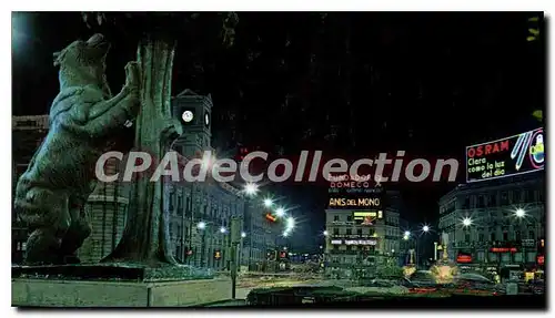 Cartes postales moderne Madrid Puerta del Sol Monumento al Oso et Madrono Aspecto Noctumo