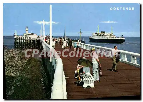 Cartes postales moderne Oostende Staketsel en Mallboot Estacade et La malle Jetty and Mail boat Mole und Fahrboot