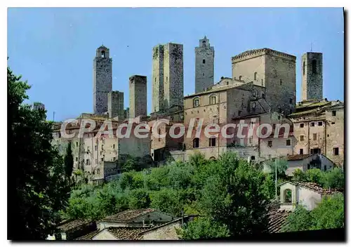 Moderne Karte Cita Di S Gimignano Panorama General View Ansichi