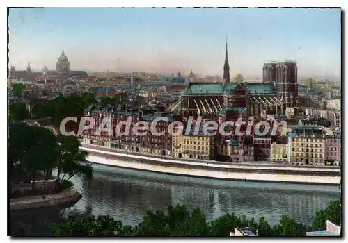 Moderne Karte Paris Vue Generale La Seine Notre Dame Et Pantheon