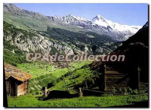 Cartes postales moderne Le Village D'Evolene Et La Dent Blanche Vus De Planmayes
