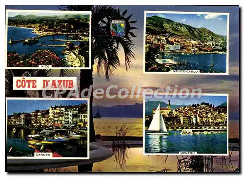 Moderne Karte Souvenir De La Cote D'Azur Nice Cannes Monaco Menton