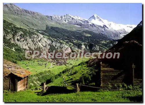 Cartes postales moderne Le Village D'Evolene et La Dent Blanche Vus De Planmayens