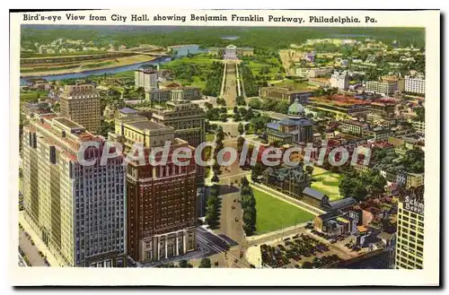 Moderne Karte Bird's Eye View from City Hall Showing Benjamin Franklin Parkway Philadelphia