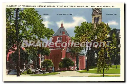 Moderne Karte University of Pennsylvania Showing Library Irvine Auditorium and College Hall Philadelphia