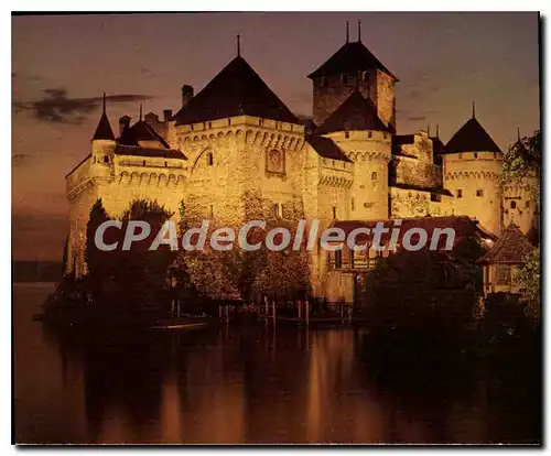 Cartes postales moderne Chillon Montreaux Le Chateau de Chillon au Crepuscule