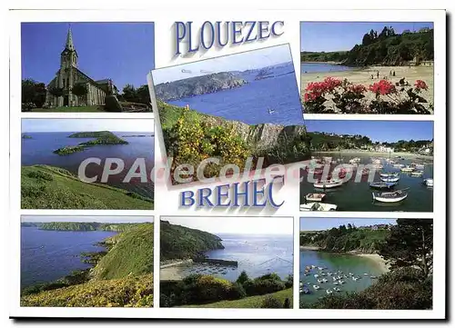 Cartes postales moderne Plouezec Brehec L'Eglise la Pointe Bilfot et le Port de Brchec