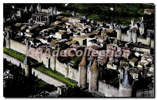 Moderne Karte Carcassonne Vue Generale Aerienne Sur Le Centre De La Cite