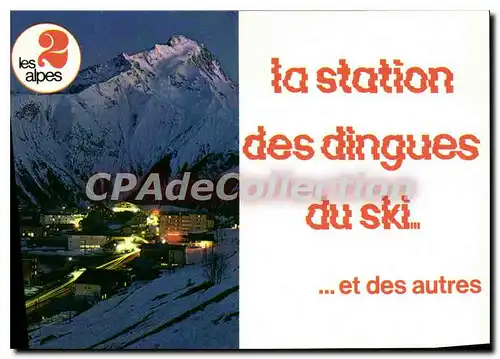 Cartes postales moderne les 2 Alpes Vue Generale De Nuit