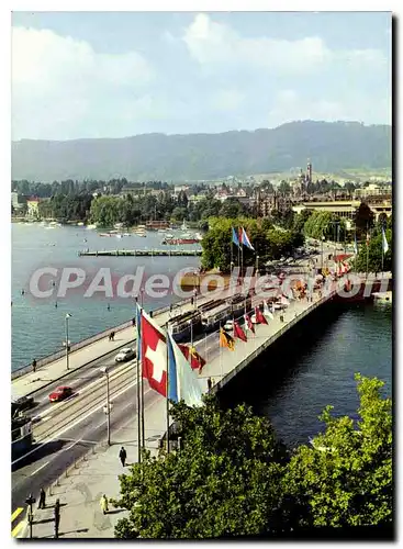 Moderne Karte Zurich Quaibrucke Und Uetliberg