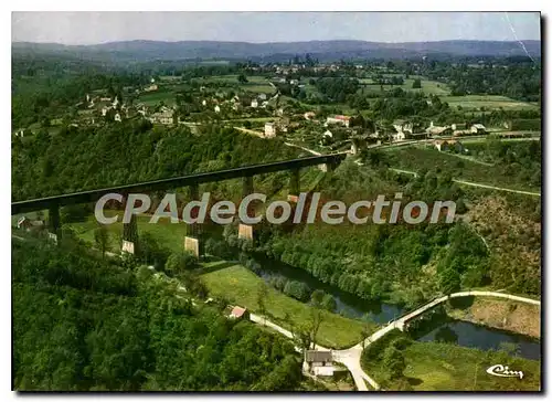 Moderne Karte Busseau sur Creuse Creuse Vue generale aerienne et viaduc