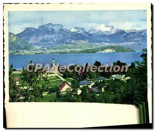 Moderne Karte Lac d'Annecy Sevrier Haute Savoie Vue generale sur les Dents de Lanfon et la Tournette