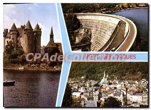 Cartes postales moderne Bort les Orgues Vue generale Le Barrage de Bort Le Chateau de Val XV siecle