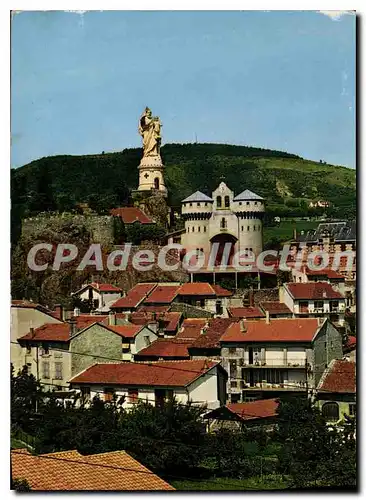 Cartes postales moderne Espaly Saint Marcel pres Le Puy H L Vue generale et son rocher domine par la statue Saint JOsep