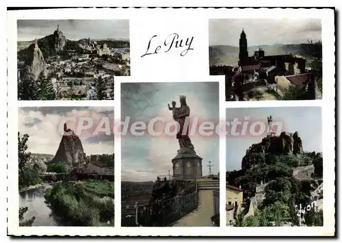 Cartes postales moderne Le Puy Haute Loire Statue de N D de France Vue generale La Cathedrale Saint Michel d'Aiguilhe R