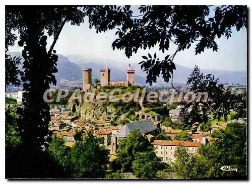 Moderne Karte Foix Ariege Le Chateau et la Ville