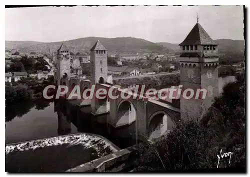 Moderne Karte Cahors Lot Le pont Valentre XIV et le Lot