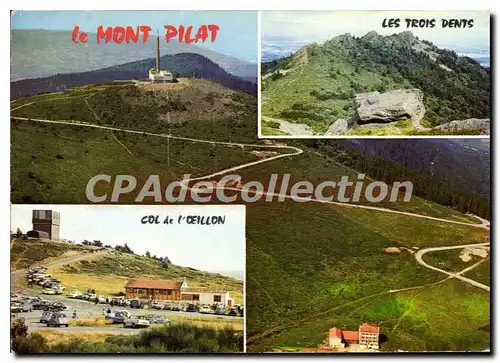 Moderne Karte Le Mont Pilat Loire le Col de l'Oeillon la tour de Television et le Massif des Trois Dents