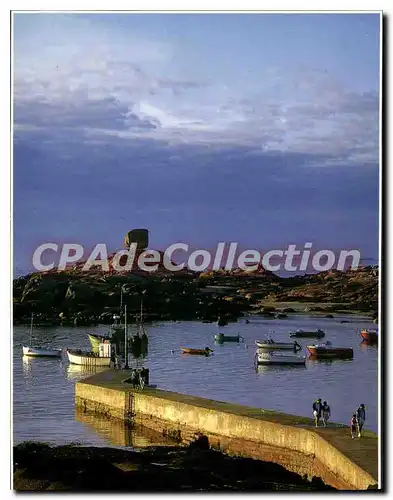 Cartes postales moderne La Cote de Granit Rose le rocher du et le port Tregastel