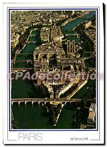 Cartes postales moderne Paris en survolant la Seine panorama sur Ile de la Cite avec Notre Dame et l'Ile Saint Louis