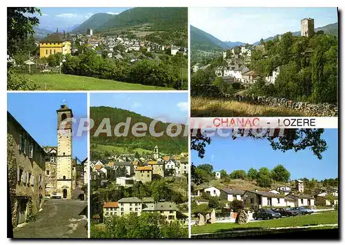 Moderne Karte En Lozere Chanac vue generale la tour qui domine la bourg la tour de l'Horloge le village de Va