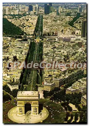 Cartes postales moderne Paris l'Arc de Triomphe Perspective aerienne vers la Defense