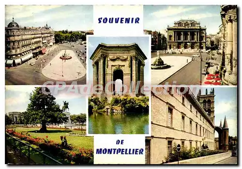 Cartes postales moderne Montpellier Herault place de la Comedie le Theatre le chateau d'eau statue equestre de Louis XI