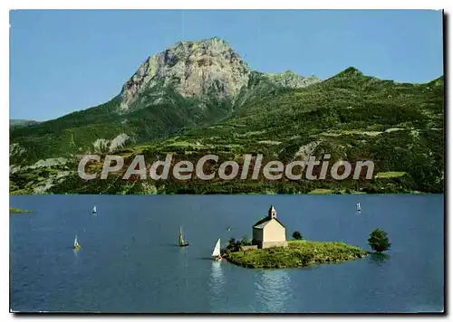 Cartes postales moderne Haute Vallee de la Durance le Lac de Serre Poncon la Chapelle Saint Michel et le Montagne de Mo