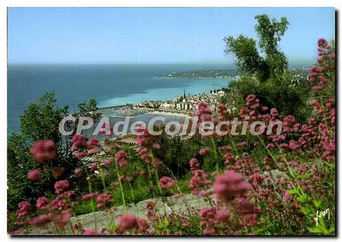 Moderne Karte La Cote d'Azur Menton Alpes Maritimes vue generale sur le port et la vieille ville