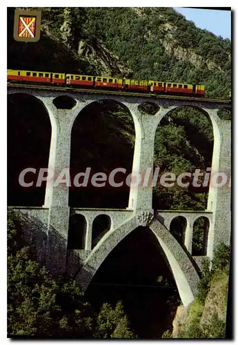 Moderne Karte Lumiere et Couleurs de la Cerdagne le petit train Jaune sur le pont Sejourne