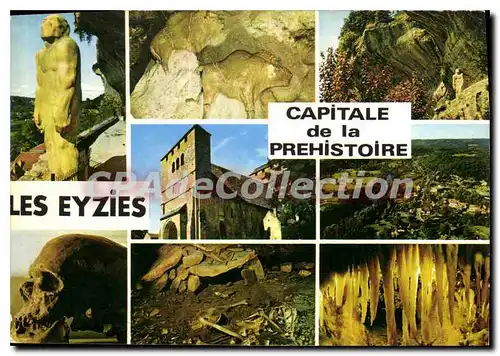 Moderne Karte Les Eyzies Dordogne Capitale de la Prehistoire l'Homme de Neanderthal Bison d'Argile l'Homme de