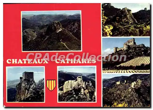 Cartes postales moderne Les Chateaux Cathares Montsegur Queribus Peyrepertuse Durfort Aguilar Lastours