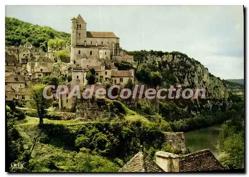 Cartes postales moderne Saint Cirq Lapopie Lot Premier village de France Village du Moyen Age accroche sur son roc au d