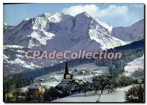 Cartes postales moderne Combloux Hte Savoie Sports d'Hiver l'egglise face au Mont Blanc