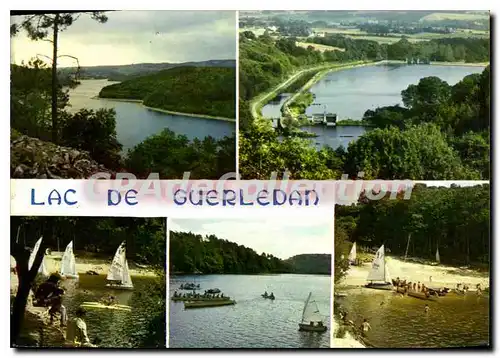 Moderne Karte Le Bretagne en Couleurs le Lac de Guerledan la plage le centre nautique et les bords du lac