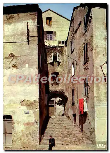 Moderne Karte Charmes et couleurs de la Corse Corte vieille rue sur la place du general Gaffori la Loggia