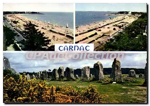 Moderne Karte La Bretagne en Couleurs Carnac Morbihan la plage et les alignements megalithiques