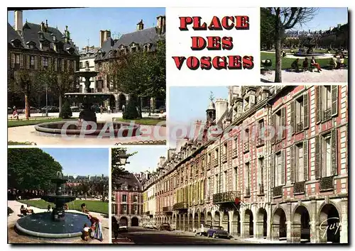 Moderne Karte Paris et ses Merveilles Divers aspects de la place des Vosges