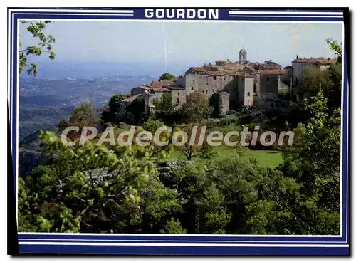 Moderne Karte La Cote d'Azur Gourdon le pittoresque village perche au sommet de la montagne