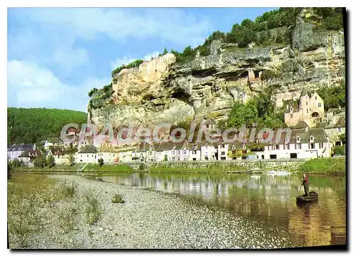 Moderne Karte Larogne Gageac Le Village et la plage aux bords de la Dordogne