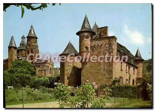 Moderne Karte Collonges la Rouge Correze L'eglise prise du Castel Lossihnac