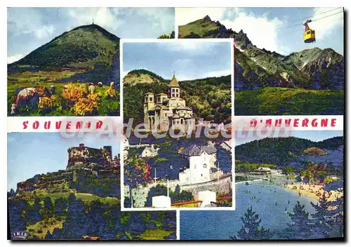 Cartes postales moderne Souvenir d'Auvergne Le Puy de Dome Le Sancy et le Telepherique Saint Nectaire le Haut L'eglise