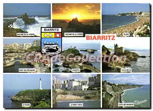 Moderne Karte Biarritz Rocher de la vierge Port des Pecheurs Rocher de la Vierge le Basta