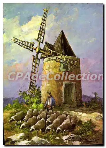 Cartes postales moderne En Provence Fontvielle B D R Le Moulin de Daudet Peinture de fartune car