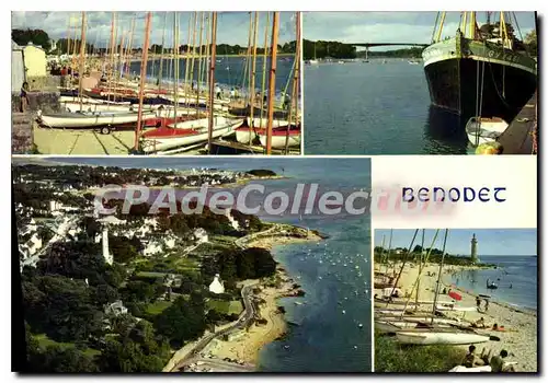 Cartes postales moderne La bretagne en Couleurs Benodet Finistere La grande plage le pont de Cornouaille et le port la