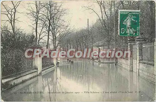 Cartes postales St Maur Creteil Inondations de janv 1910 Villa Schaken