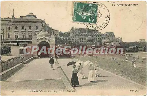 Ansichtskarte AK Biarritz la PLage et le Casinos