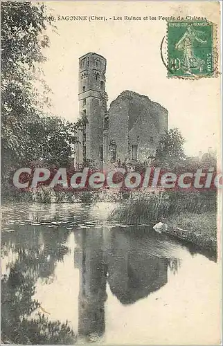 Cartes postales Sagonne (Cher) Les ruines et les fosses du chateau